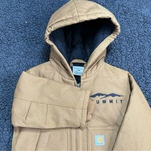 Carhartt Boy's OJ8552-B  Insulated Brown Canvas Hooded Jacket Size 12m NWT